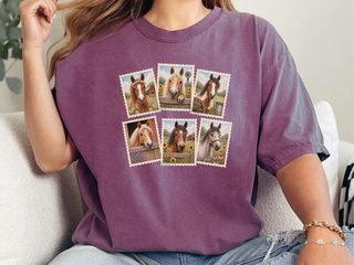 Vintage Horse Postage Stamp Collage funny shirt - photo 6