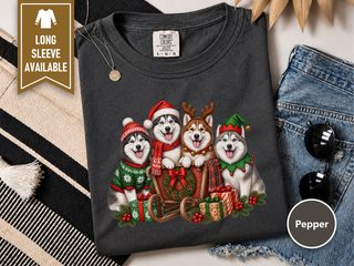 Siberian Husky Christmas Sled doodle dog shirt - photo 3