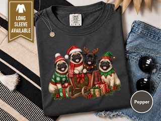 Christmas Pugs Sleigh Group doodle dog shirt - photo 3