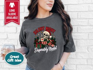 Skeleton Santa Silent Night Needed funny shirt - photo 4