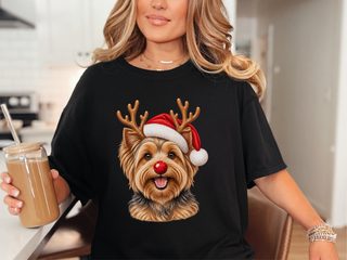 Yorkie Reindeer Santa Hat - photo 3