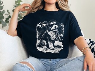 Aussiedoodle Drinking Beer doodle dog shirt - photo 1