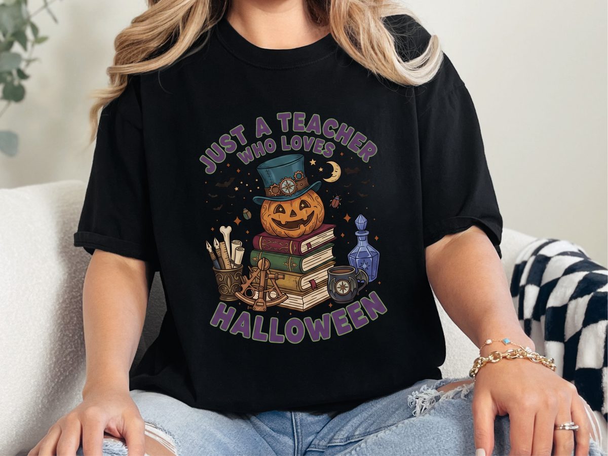 Just A Teacher Who Loves Halloween Shirt Comfort Colors Spooky Tee