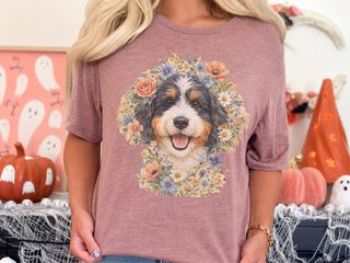 Bernedoodle Floral Crown Portrait doodle dog shirt - photo 7