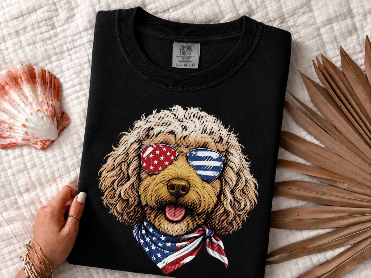 Patriotic Cockapoo Dog Portrait Comfort Colors Cockapoo Mom Shirt