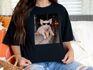 Cool Pig Drinking Iced Coffee funny shirt - photo 2