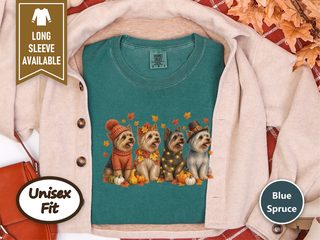 Four Yorkie Autumn Lineup doodle dog shirt - photo 8