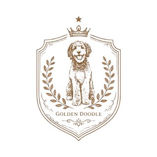 Golden Doodle Crest Vintage Style Dog Illustration Pet Owner T-Shirt