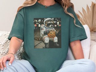 Raccoon Astronaut Halloween Treat funny shirt - photo 6
