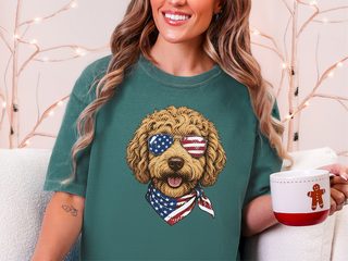 Patriotic Labradoodle American Flag doodle dog shirt - photo 7