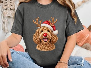 Labradoodle Reindeer Red Nose doodle dog shirt - photo 3