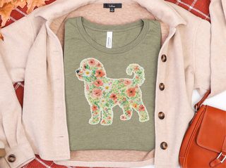 Australian Doodle Floral Silhouette doodle dog shirt - photo 4