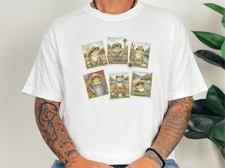 Sir Froggy Vintage Stamps funny shirt - photo 4