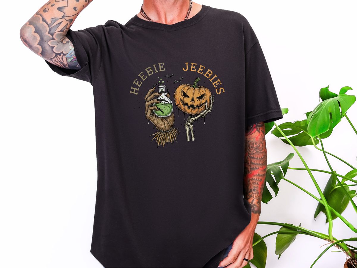 Scarecrow Potion Pumpkin Heebie Jeebies Vintage Halloween Tee