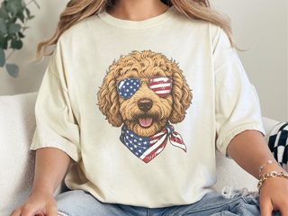 Patriotic Labradoodle American Flag doodle dog shirt - photo 8