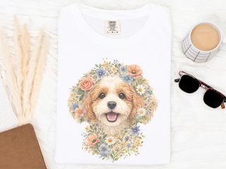 Comfort Colors Cavapoo Floral Face doodle dog shirt - photo 1