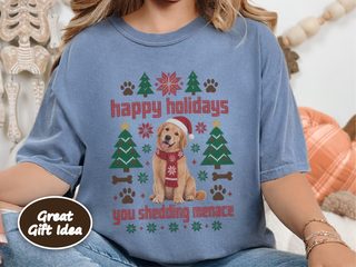 Golden Retriever Holiday Shedding Menace doodle dog shirt - photo 8
