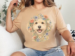 Labradoodle Floral Crown Artwork doodle dog shirt - photo 7