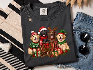 Christmas Labradors Sled Group doodle dog shirt - photo 2