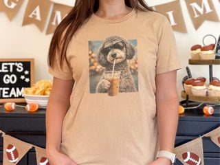 Schnoodle Drinking Iced Coffee Cool Dog doodle dog shirt - photo 7