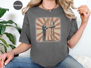 Giraffe At Office Standing Desk funny shirt - photo 5