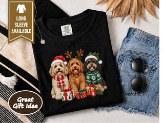Three Cockapoos Christmas Dogs doodle dog shirt - photo 5