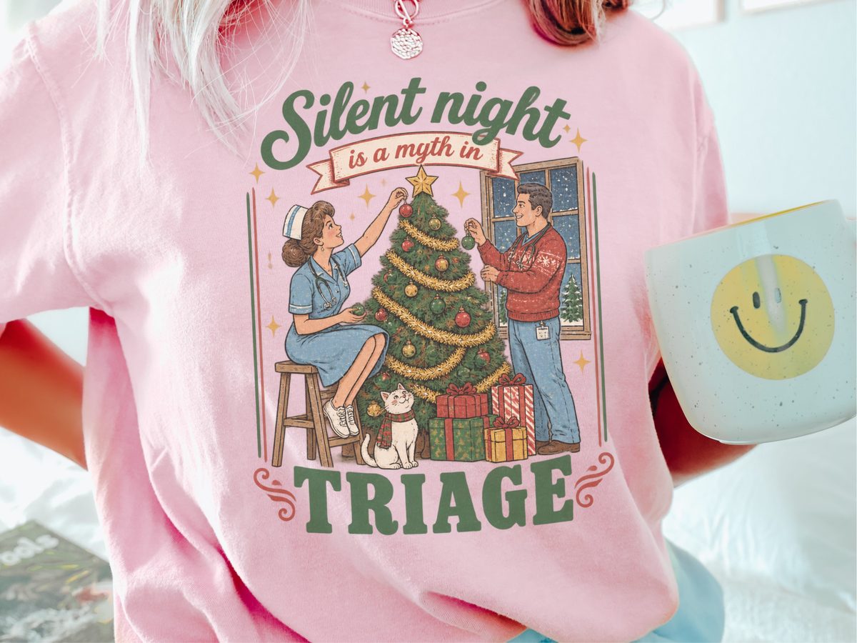 Silent Night Triage Christmas Scene Christmas Nurse Sweatshirt