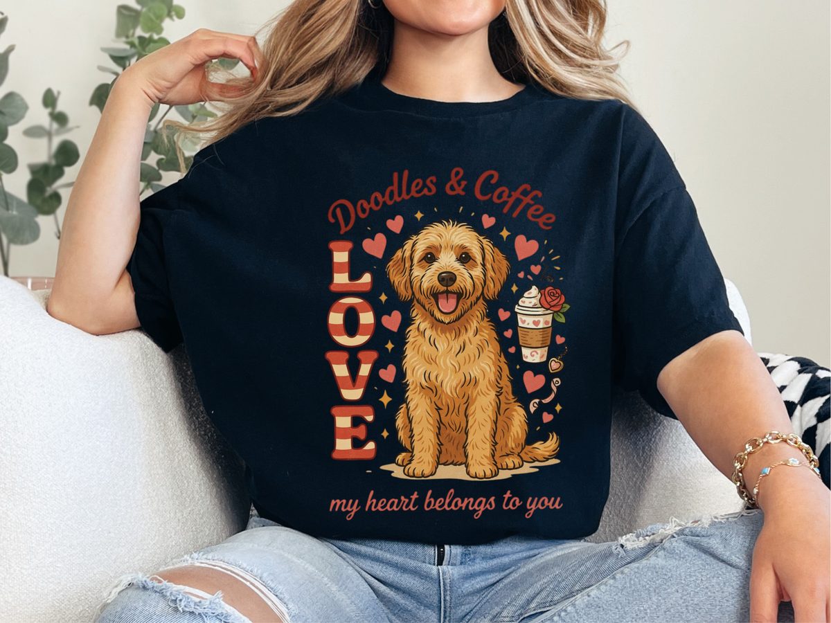 Goldendoodle Coffee Heart Belongs Comfort Colors Doodle Dog Tee