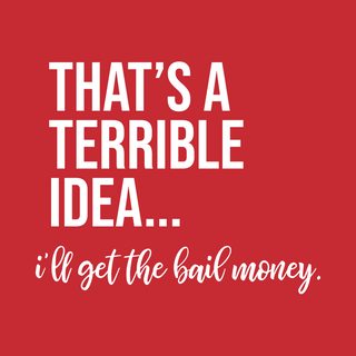 Terrible Idea Bail Money Tee - Funny Partner in Crime Best Friend Gift