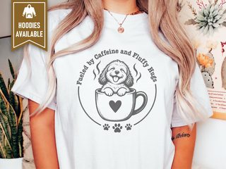 Fluffy Puppy Coffee Cup Heart doodle dog shirt - photo 1