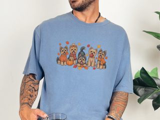 Fall Yorkies Autumn Squad doodle dog shirt - photo 8