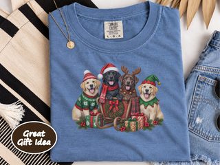 Christmas Labradors Sled Group doodle dog shirt - photo 8