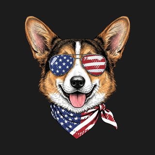 Patriotic Corgi Flag Sunglasses Comfort Colors T-Shirt Corgi Mom