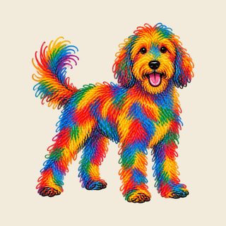 Colorful Rainbow Labradoodle Dog Garment-Dyed Heavyweight T-Shirt