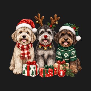 Christmas Schnoodle Dogs Trio Festive Christmas Dog Mom Shirt