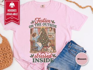 Festive Outside Stressed Inside Decorating funny shirt - photo 3