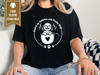 Fluffy Puppy Coffee Cup Heart doodle dog shirt - photo 3