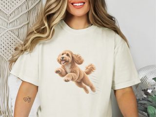 Jumping Cockapoo Speed Lines doodle dog shirt - photo 8