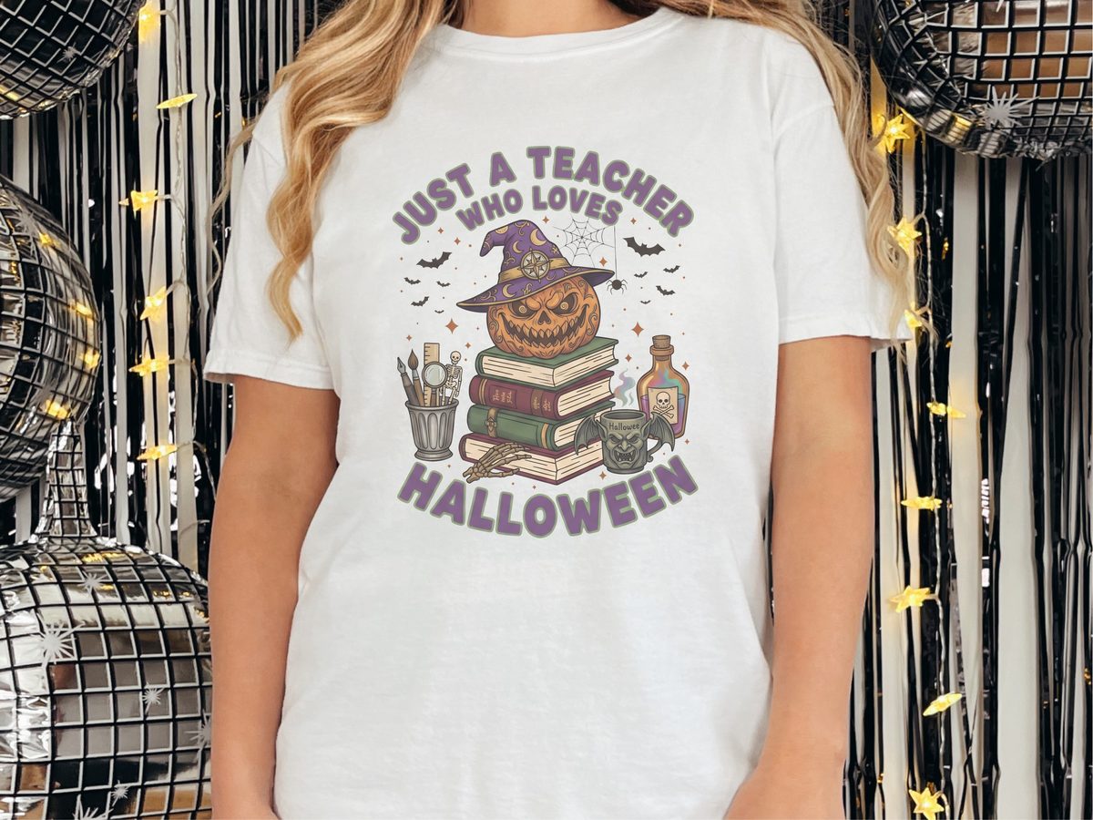 Just A Teacher Who Loves Halloween Shirt Comfort Colors Spooky Tee