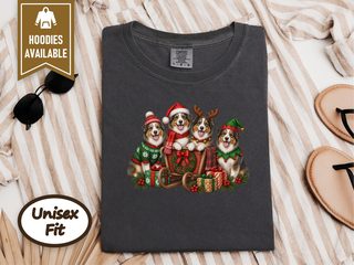 Christmas Australian Shepherds Sleigh Group doodle dog shirt - photo 3
