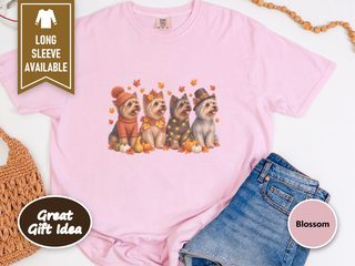 Four Yorkie Autumn Lineup doodle dog shirt - photo 3