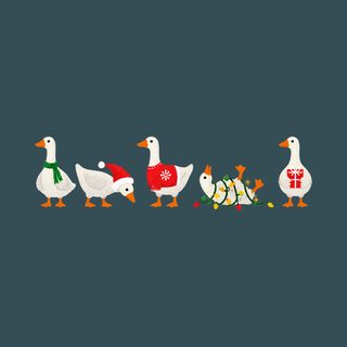 Festive Christmas Goose Lineup Comfort Colors Funny Holiday Tee