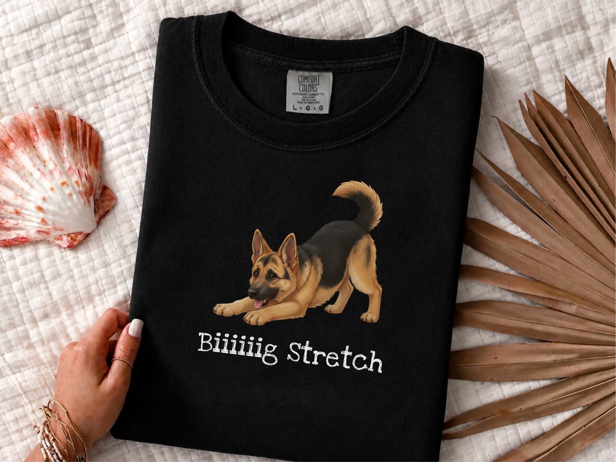 German Shepherd Big Stretch T-Shirt | GSD Dog Lover Comfort Colors Tee