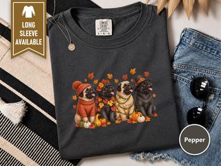 Four Autumn Pugs Lineup doodle dog shirt - photo 3