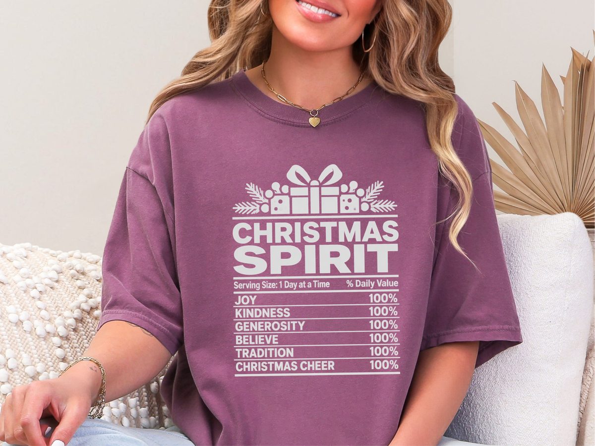 Funny Christmas Spirit Nutrition Label Tee Matching Holiday Shirts