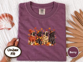 Four Autumn Pugs Lineup doodle dog shirt - photo 6