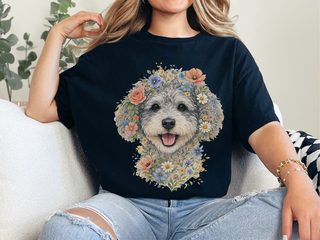 Schnoodle Floral Face doodle dog shirt - photo 2