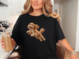 Jumping Cockapoo Speed Lines doodle dog shirt - photo 3