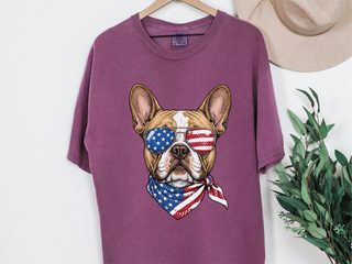 Patriotic French Bulldog Sunglasses doodle dog shirt - photo 4