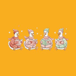 Whimsical Valentine Bookworm Geese Reading Books Cozy Winter Apparel funny shirt